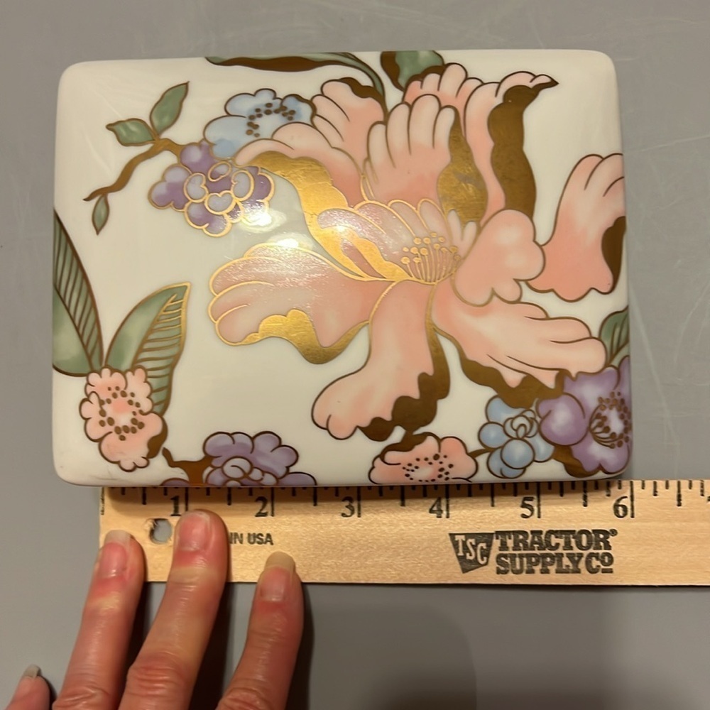 Vintage Fitz and Floyd Fine Porcelain Japan Card Box Trinket Dish Fleur Fantasia - Picture 4 of 6